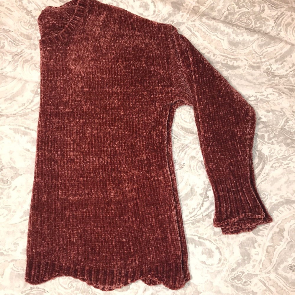 Velvet Scalloped Sweater